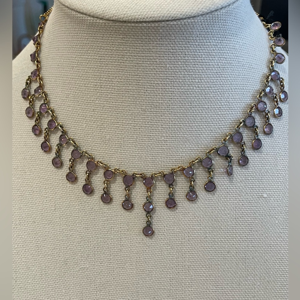 Sterling silver gold plated amethyst collar